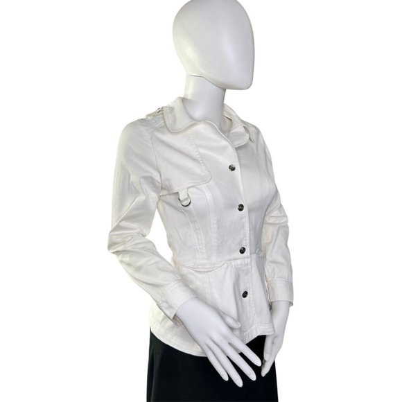 Vtg Christian Dior White Denim Jacket SIze S Classic Signature Waisted - Picture 1 of 16